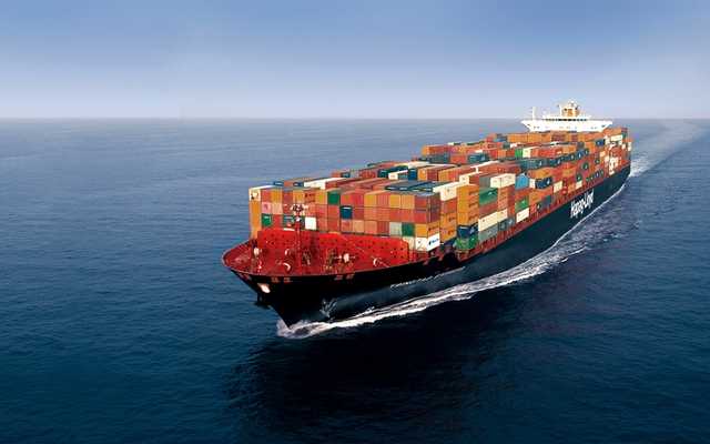 Maritime Intelligence. huge cargo ship sailing on the high seas